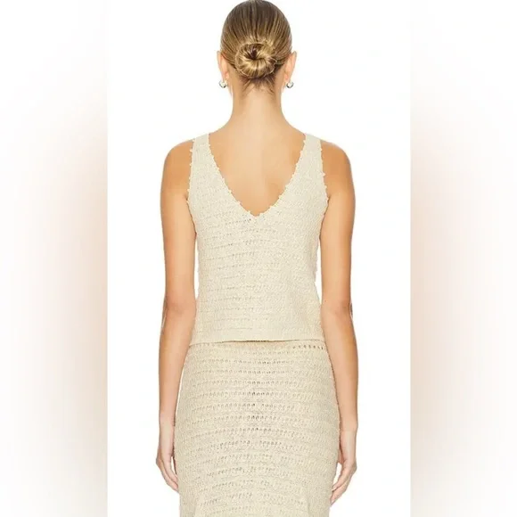 Rails Cotton Crochet Knit Tank Top- Oat - Picture 13 of 15